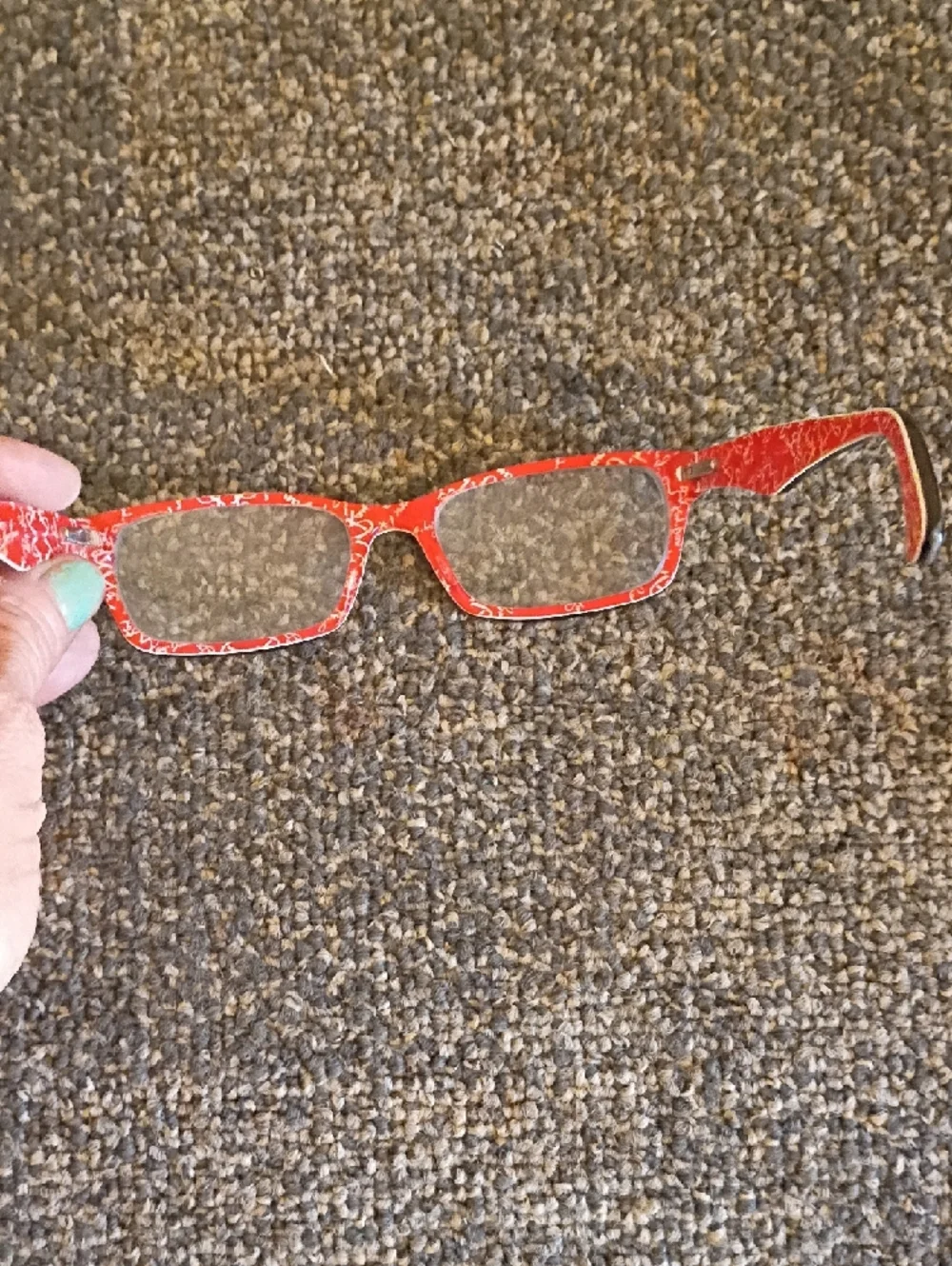 Ray Ban Black Rectangular Prescription Glasses with Red Temple Accents Frames